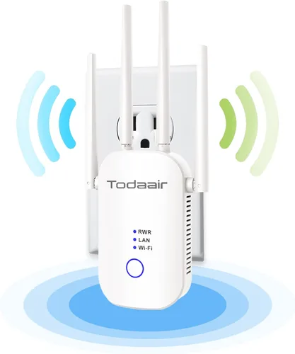 Amplificador de señal WiFi de 1200 Mbps, cubre hasta 3500 pies cuadrados y 35 dispositivos, repetidor WiFi de doble banda de 2.4 y 5 GHz con puerto