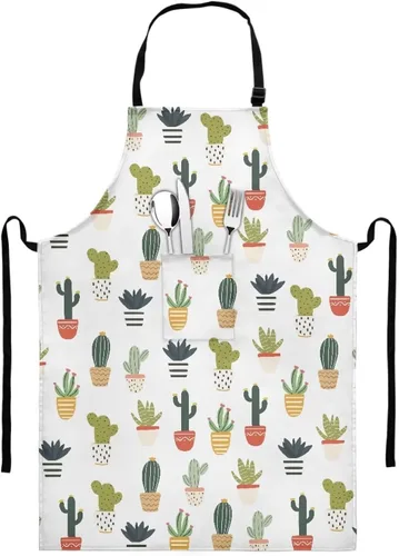 Miniatura 21 de GIFTPUZZ Delantal de chef para mujer con lazo largo y bolsillo frontal con correas