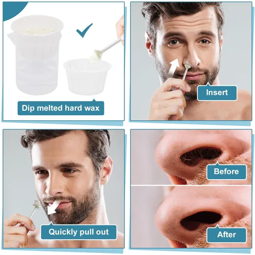 Miniatura 5 de Kit de cera nasal de 4.23 oz con 30 aplicadores blancos, 20 protectores de bigote, 20 vasos de papel, depilación de nariz sin dolor para al menos 20