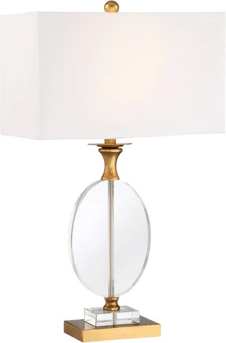 Miniatura 2 de Vienna Full Spectrum Valerie Modern Glam - Lámpara de mesa de lujo de 28 pulgadas de alto, cristal transparente dorado, tela blanca, pantalla