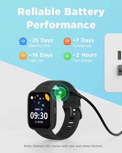 Miniatura 7 de BIGGERFIVE Reloj inteligente para niños, reloj de seguimiento de actividad física de 1.8", podómetro, frecuencia cardíaca, IP68 resistente al agua
