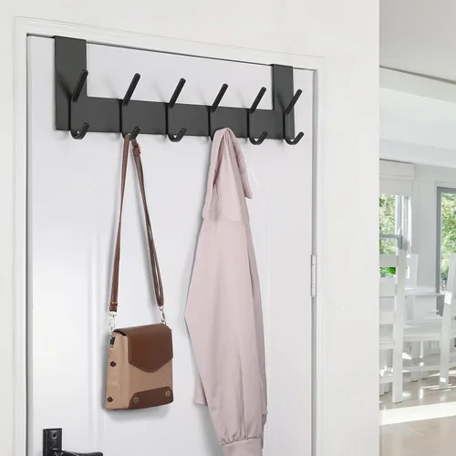 Miniatura 6 de SKOLOO Gancho para Puerta – para puertas de hasta 1-3/4 pulgadas de grosor, Negro, No Requiere Montaje, Acero Inoxidable, Perchero de Puerta