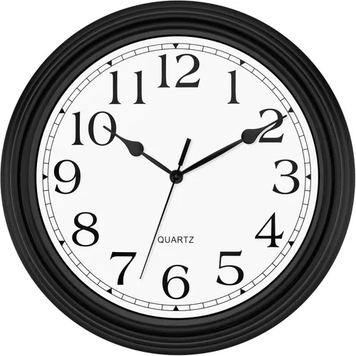 Miniatura 18 de Foxtop Reloj clásico redondo retro silencioso de 12 pulgadas, de cuarzo, decorativo, funciona con pilas, para sala de estar, cocina, oficina en casa