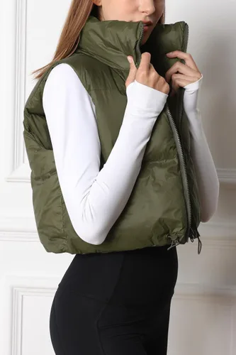 Miniatura 3 de AUTOMET Chaleco acolchado corto para mujer, ligero, sin mangas, cálido, chaleco acolchado