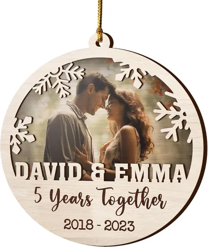 Miniatura 11 de V VIBEPY Impreso en toda la superficie, adornos personalizados para parejas, adornos de Navidad, adornos de boda, 3.5 pulgadas, adornos de 3 capas