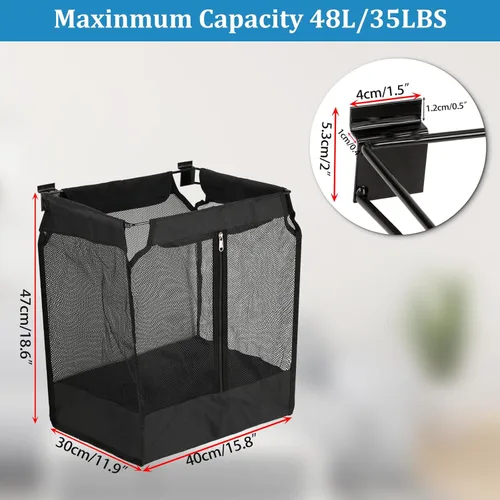 Miniatura 2 de Kokone Cesta colgante de pared para paredes de listones, cesta de almacenamiento de malla para pared de tablones, organizador de almacenamiento