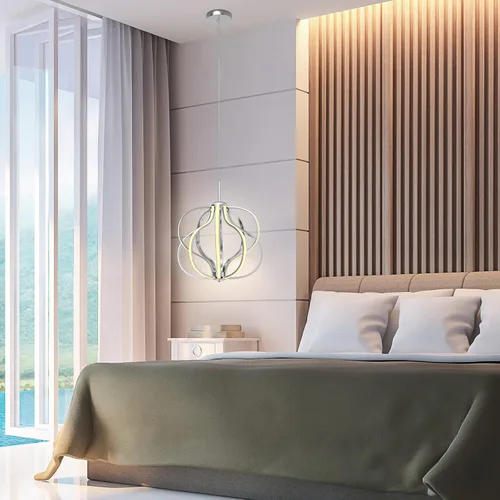 Miniatura 4 de Tangkula Candelabro LED moderno, lámpara colgante regulable con altura ajustable, lámpara de techo para dormitorio, sala de estar y comedor, LED