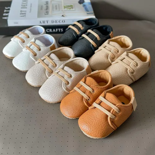 Miniatura 2 de QWZban Zapatos de bebé para niños y niñas, zapatillas de deporte con suela de goma antideslizante, para cuna de bebé, zapatos de vestir