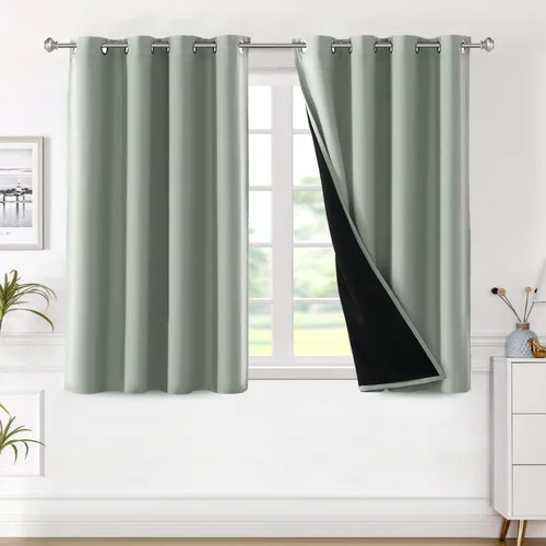 Miniatura 20 de H.VERSAILTEX Paneles de cortina 100% opacas de 45 pulgadas de largo, con aislamiento térmico, cortinas opacas con forro para dormitorio, dos capas