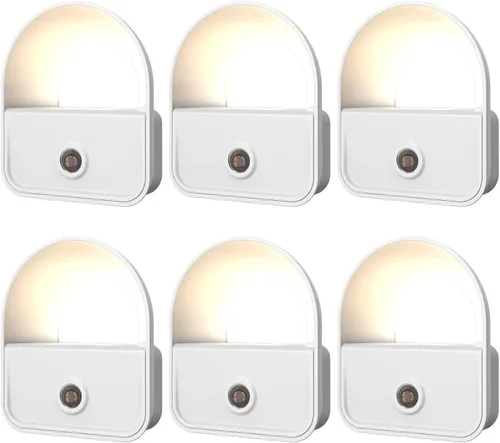 Miniatura 7 de Paquete de 6 luces nocturnas enchufables, luces nocturnas LED inteligentes con sensor de atardecer a amanecer, luces nocturnas enchufables
