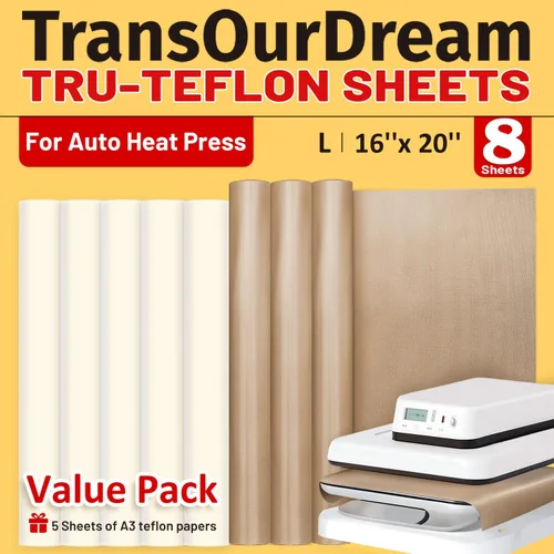 Miniatura 12 de TransOurDream Paquete de 3 Láminas de Teflón PTFE Tamaño S de 8.5 x 11" para Mini Prensa de Calor Alfombrilla Artesanal Resistente al Calor Papel
