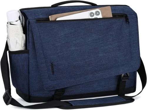Miniatura 10 de Bolsa de mensajero para hombre, ligera, resistente al agua, 15.6 pulgadas, bolsa para laptop, bolsa de hombro para oficina de negocios Bolsa