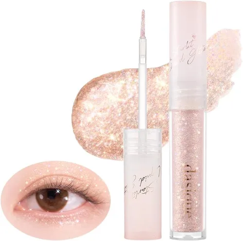 dasique Starlit Jewel - Brillo líquido (05 Light Peach) | Sombra de purpurina parpadeante | Maquillaje coreano | Maquillaje de ojos brillante | 05