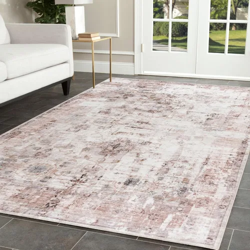 Miniatura 250 de Syalife 4x6 Alfombra Lavable para Área, Ultra Suave Antideslizante, Pila Baja, Alfombra Vintage Resistente a Manchas para Sala de Estar, Alfombra