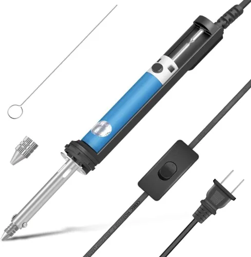 HANDSKIT Bomba desoldadora eléctrica de soldadura de hierro desoldador con mango de carga más corto y boquillas de succión desoldadora para