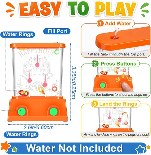 Miniatura 3 de Zhanmai Juego de agua de mano, 16 unidades, mesas de agua para lanzar anillos de agua para playa, juguete de fiesta, entretenimiento divertido, sin