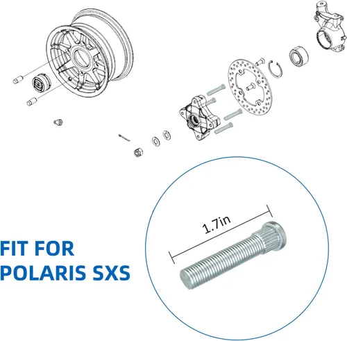 Miniatura 7 de Pernos de rueda delantera para Polaris RZR-4-800 RZR 570 900 Ranger 500 700 800 Diesel 900 ACE 570 900 4PCS, OEM# 7517871