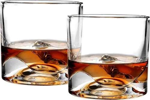 Miniatura 5 de LIITON Denali Mountain - Juego de 2 vasos de whisky de cristal pesado, vaso de bourbon congelable grueso de 1 libra cada uno, cócteles de cristal