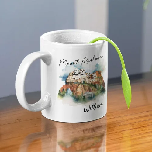 Miniatura 3 de Tazas de viaje con nombre personalizado Mount Rushmore National Memorial, tazas de viaje de cerámica personalizadas con diseño de lugar famoso