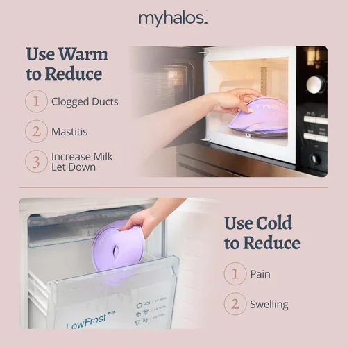 Miniatura 5 de MyHalos Paquete de terapia de senos – 2 paquetes de terapia de mama caliente y frío y 4 almohadillas de hidrogel para pezones para lactancia materna