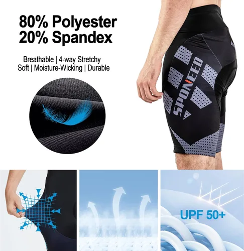 Miniatura 125 de sponeed Pantalones cortos de ciclismo para hombre, pantalones acolchados para ciclismo, ropa de ciclismo