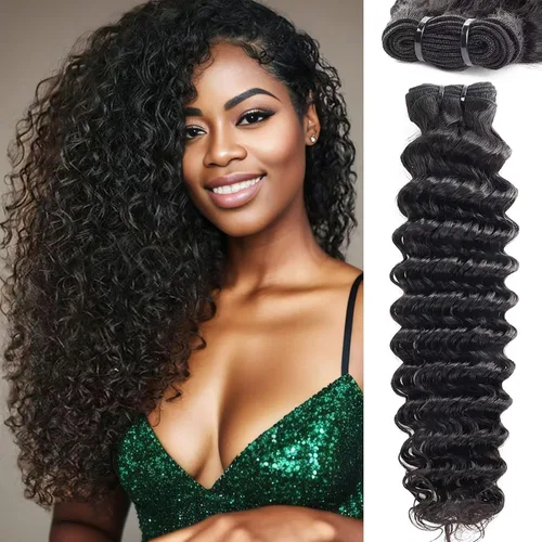 Miniatura 28 de Manojos de cabello humano ondulado profundo de 12, 14, 16 pulgadas, paquetes de ondas de agua, 100% sin procesar, 10A, cabello humano virgen