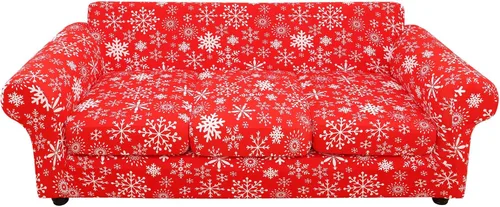 Miniatura 13 de hyha Funda para sofá, diseño floral, elástica, estampada, 4 piezas, fundas para sofá de 3 cojines separados, protector de muebles lavable para Azul