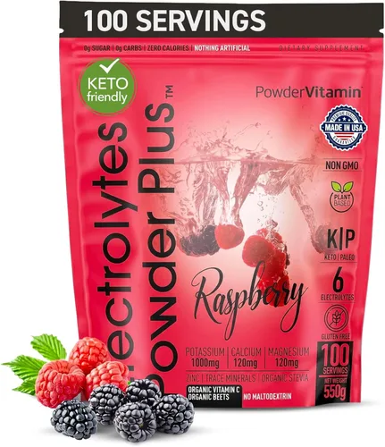 Miniatura 13 de Polvo de Electrolitos Plus (50 porciones), 0 calorías Keto, 0 azúcar, sin maltodextrina, 1000 mg de potasio, 120 mg de calcio, 120 mg de magnesio