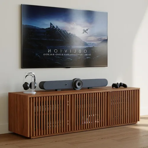 Miniatura 13 de POVISON Soporte de TV Moderno de Mediados de Siglo Completamente Ensamblado, Consola Multimedia de Listones de Madera de 59.06" para TV de 55