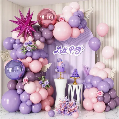 Miniatura 18 de Kit de guirnalda de arco de globos de color azul, blanco y plateado con globos de bola de discoteca, globos de papel de aluminio de estrella