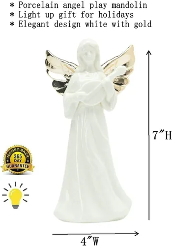 Miniatura 4 de ADAVAS.Y&G Luz nocturna de ángel, regalo cristiano para mujeres, figura de ángel de porcelana con cálido brillo LED, oración y regalo de comodidad