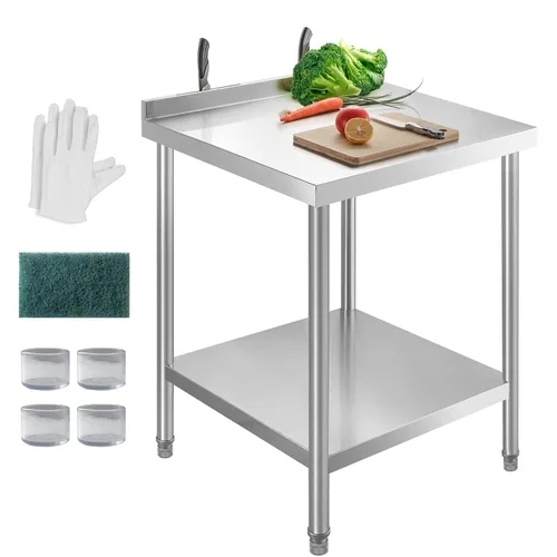 Miniatura 19 de NSF - Mesa de acero inoxidable para preparación y trabajo con ruedas de 24 x 12 pulgadas, mesa de cocina comercial de metal con estante inferior