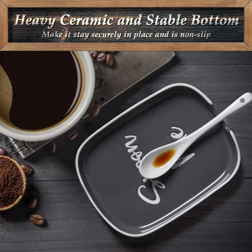 Miniatura 5 de Reposacharas de Cerámica para Estufa, DAYYET Soporte Grande para Cucharas para Encimera de Cocina, Reposacharas para Café, Soporte para Utensilios