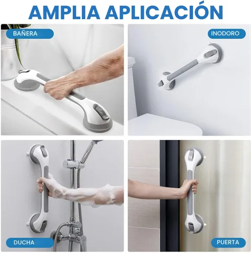 Miniatura 7 de LEVERLOC Paquete de 2 barras de agarre de ducha para bañeras y duchas, asas de ducha con succión fáciles de instalar para baño, pasamanos extraíbles