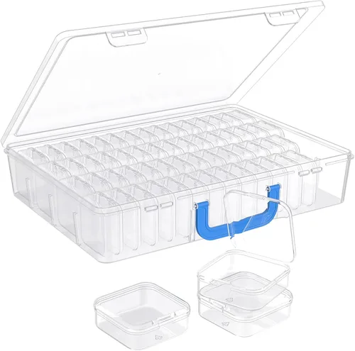 Miniatura 8 de Caja organizadora de cuentas, 28 recipientes pequeños de plástico transparente, 1 caja organizadora grande de manualidades, 1 etiqueta de hoja