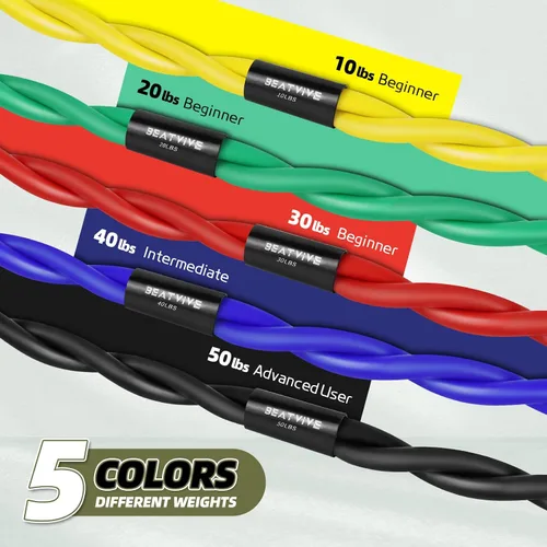 Miniatura 6 de Banda de resistencia Figura 8 Cordón de ejercicio, bandas de resistencia de fitness con asas, banda de tubo de ejercicio para estiramiento de brazos