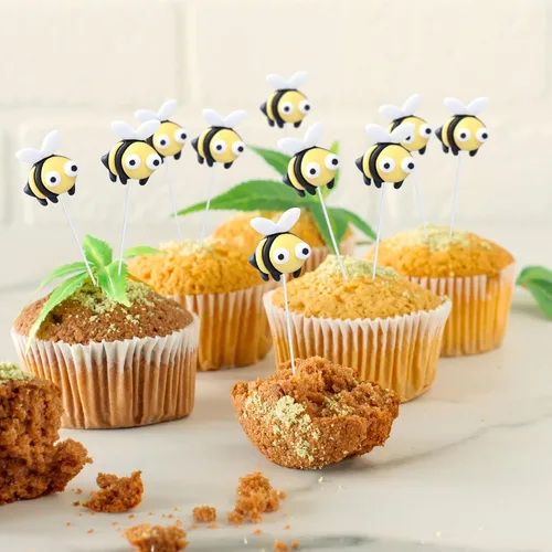 Miniatura 5 de Gyufise 24 adornos para cupcakes de abejorros de abejorro, pequeñas figuritas de abeja, selecciones de cupcakes Oh Babee, decoraciones para pasteles