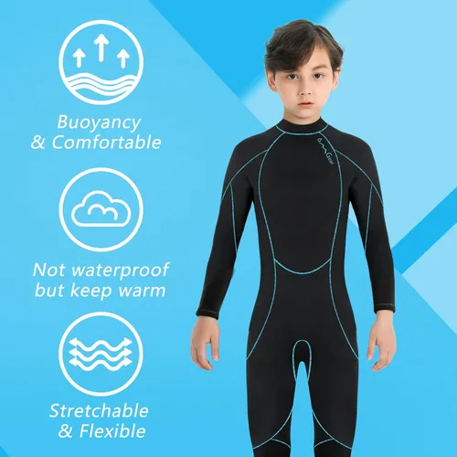 Miniatura 5 de OMGear - Traje de neopreno térmico para niños de 3 mm para niños y niñas jóvenes, niños, traje de neopreno para niños para aguas frías, manga Negro