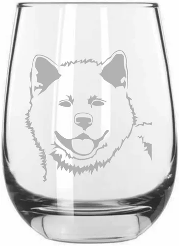 Miniatura 412 de Sakhalin Husky Dog - Copa de vino grabada personalizada de 15.25 onzas sin tallo
