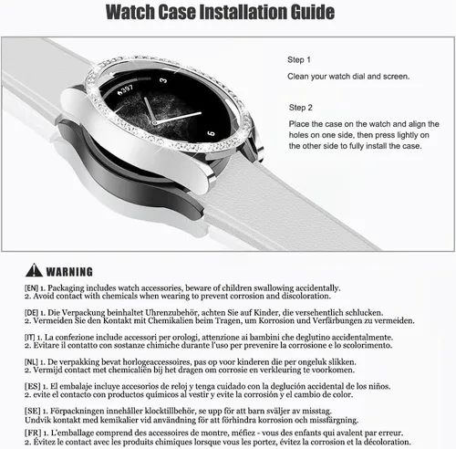 Miniatura 8 de DEALELE Paquete de 1 + 3 fundas y protector de pantalla compatible con Samsung Galaxy Watch FE / 5/4 de 1.575 pulgadas, funda protectora
