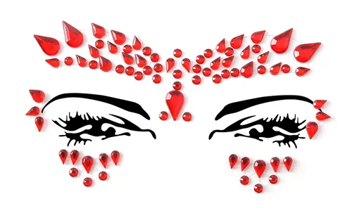 Miniatura 39 de 32 piezas de gemas faciales (diseños aleatorios) autoadhesivas con purpurina para tatuaje, gemas para festivales, fiestas rave, maquillaje corporal
