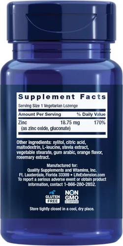 Miniatura 2 de Life Extension Pastillas de zinc – Sabor cítrico y naranja – para una síntesis saludable de proteínas y salud inmunológica – Suplemento