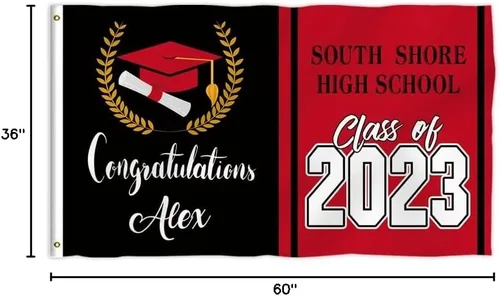 Miniatura 8 de Bandera de graduación de 3 x 5 pies para exteriores, letrero de graduación 2024 personalizado, bandera de felicitaciones para la clase de 2024