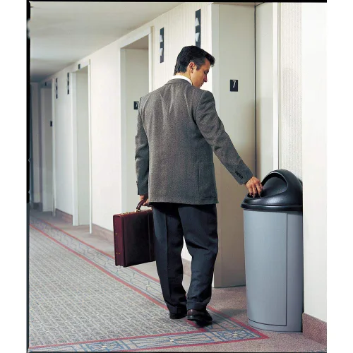 Miniatura 4 de Rubbermaid Commercial Products Bote de basura intocable, 11 galones, marrón, papelera duradera para el hogar, cocina, garaje, oficina Gris