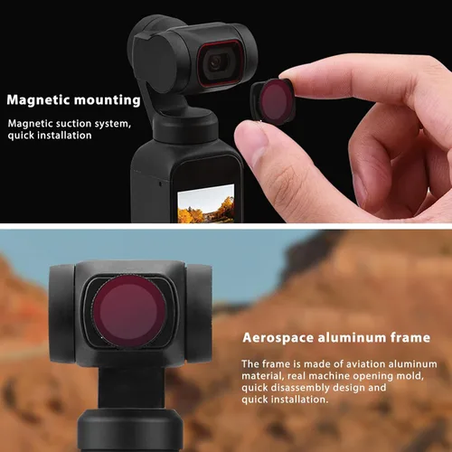 Miniatura 5 de Filtro del ND para Osmo 2, filtro magnético del ND de la capa del vidrio óptico de la aleación de aluminio de la succión de la cámara