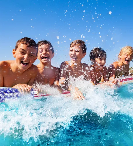 Miniatura 6 de POZA Flotador inflable de piscina de Estados Unidos – Lujosa tumbona divertida llena de confeti de estrellas plateadas brillantes, diseño de bandera