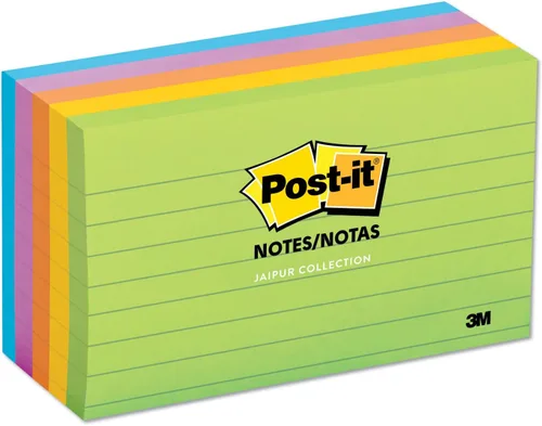 Miniatura 4 de Notas Post-it, 3 x 5 pulgadas, 5 blocs de notas adhesivas forradas, 100 hojas por bloc, colección de fantasía floral, suministros de regreso a