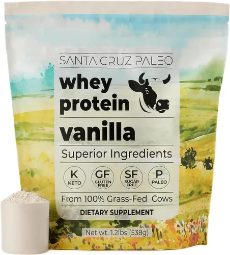 Miniatura 10 de Santa Cruz Paleo Polvo de Proteína de Suero, Sin Sabor, 20 G de Proteína de Suero Aislada Alimentada con Pasto por Porción, Sin Gluten, Apto