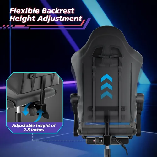Miniatura 7 de Magshion Silla de juegos, silla ergonómica para computadora con reposabrazos de acoplamiento, silla de videojuegos de altura ajustable con Negro