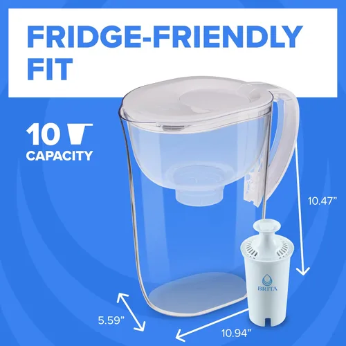 Miniatura 7 de Brita Jarra grande de filtro de agua de 10 tazas, 1 filtro BritaPlus, para uso diario, transparente (el paquete puede variar)